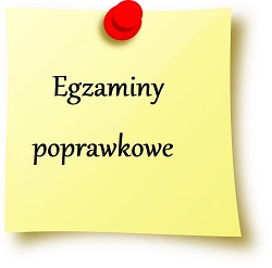 żółta karteczka z napisem egzaminy poprawkowe